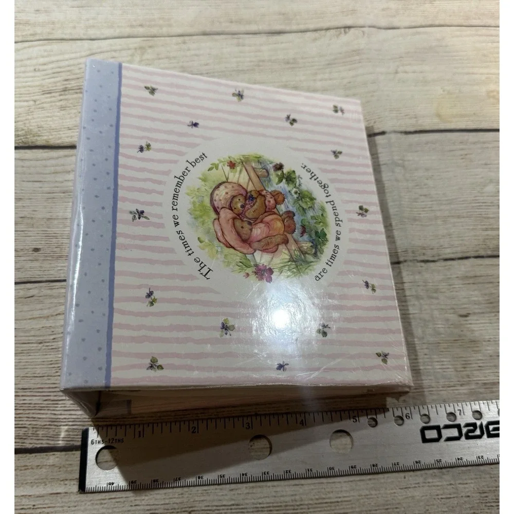 Vintage Hallmark Mary's Bears Photo Album Binder Blue Flowers Pink Stripes TbG